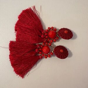 Elegant Red Tassel Earrings